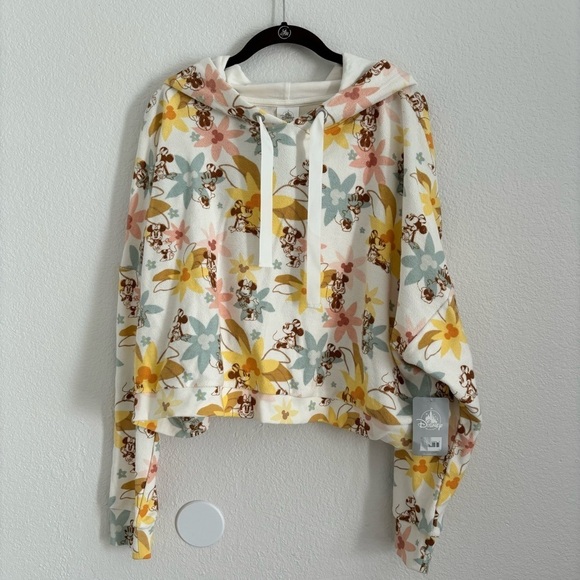 NWT Disney Women's Size XL Multicolor Floral Minnie Mouse Cropped Sweatshirt - Picture 1 of 5